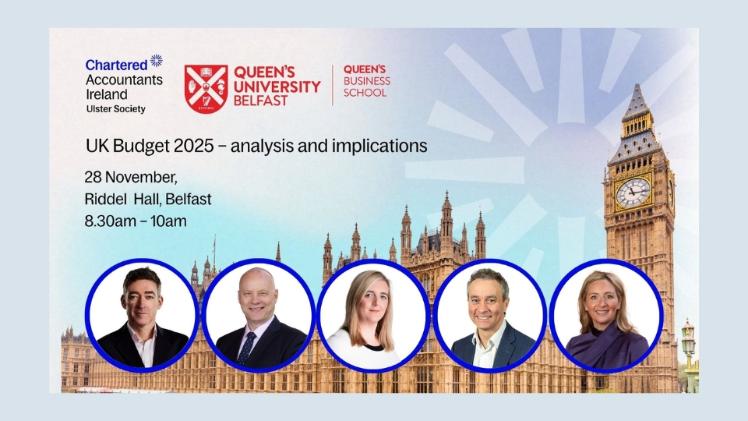 UK Houses of Parliament with five speakers placed infront